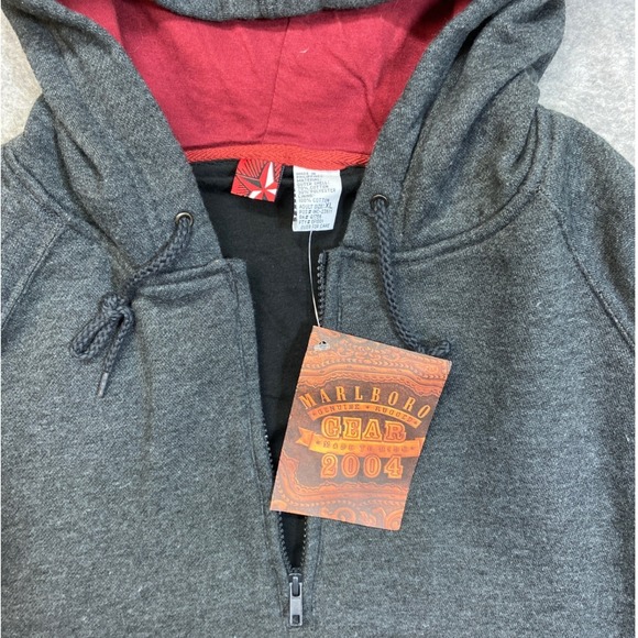 Mens Marlboro Gear 2004 Quarter Zip Hoodie Charcoal Gray Mens XL NWT Vintage - Picture 3 of 8